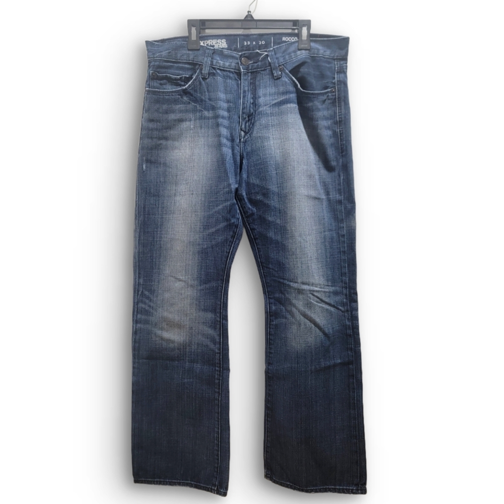 Express Men’s Rocco Indigo Straight Jeans - Faded Blue - W33 L30